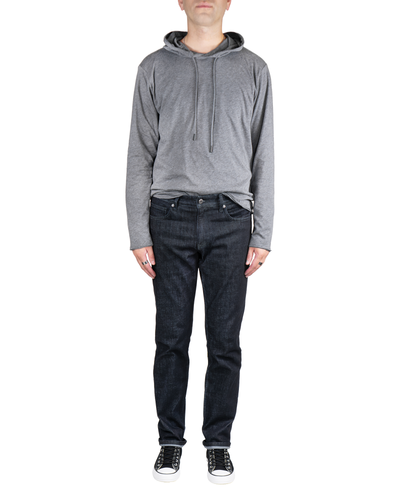 Men's Skinny Slim Jeans in Dark Wash Resin - Grey Stitch-full view front