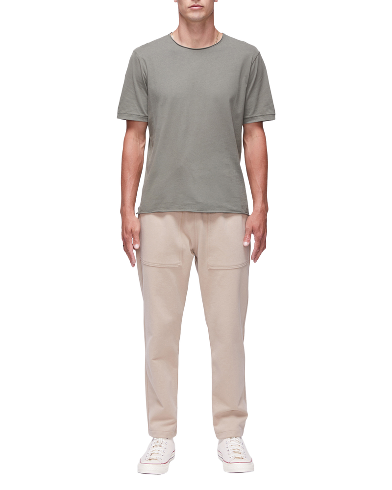 Men's Sueded Modern Crew Tee in Olive-full view front