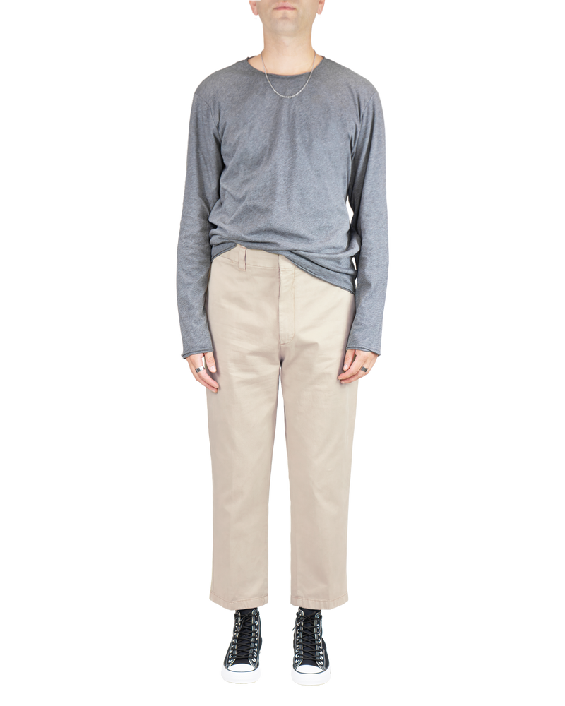 Men's Cropped Workwear Chino in Khaki-front