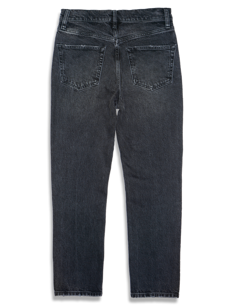 Women's ABSLT Cigarette Straight Jeans in Black Worn-flat lay (back)