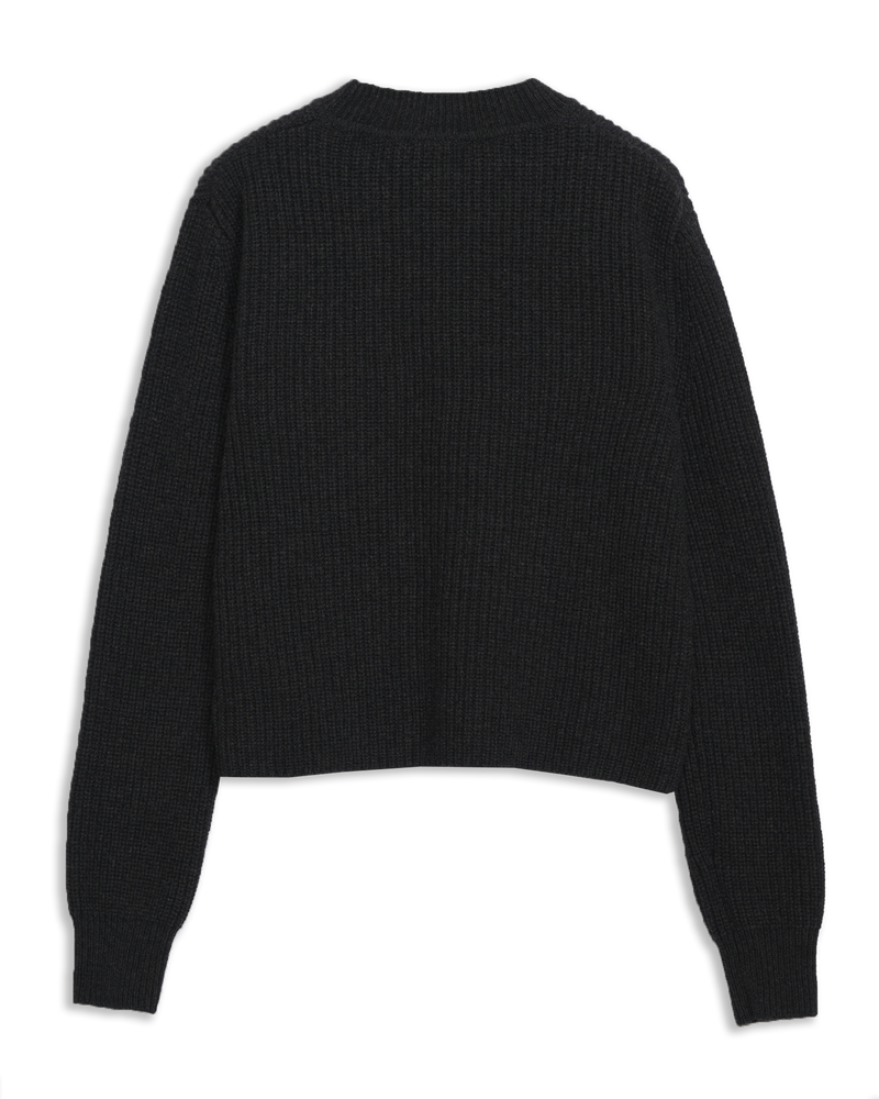 Women's Cashmere Ribbed Mock Neck in Charcoal