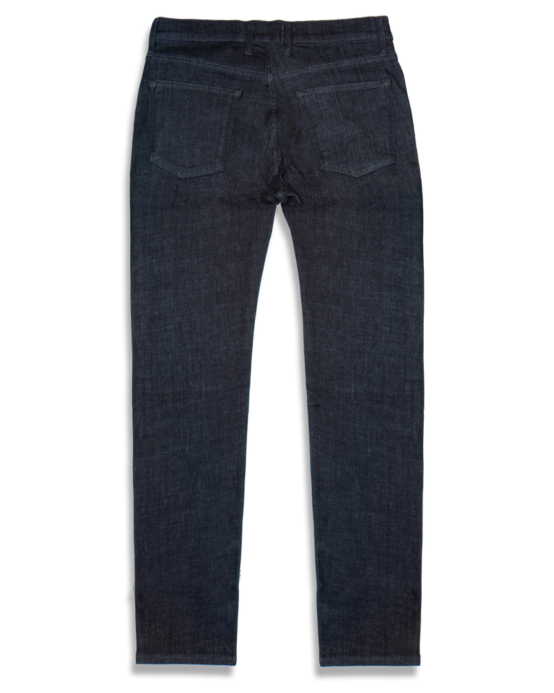 Men's Skinny Slim Jeans in Dark Wash Resin - Grey Stitch-flat lay (back