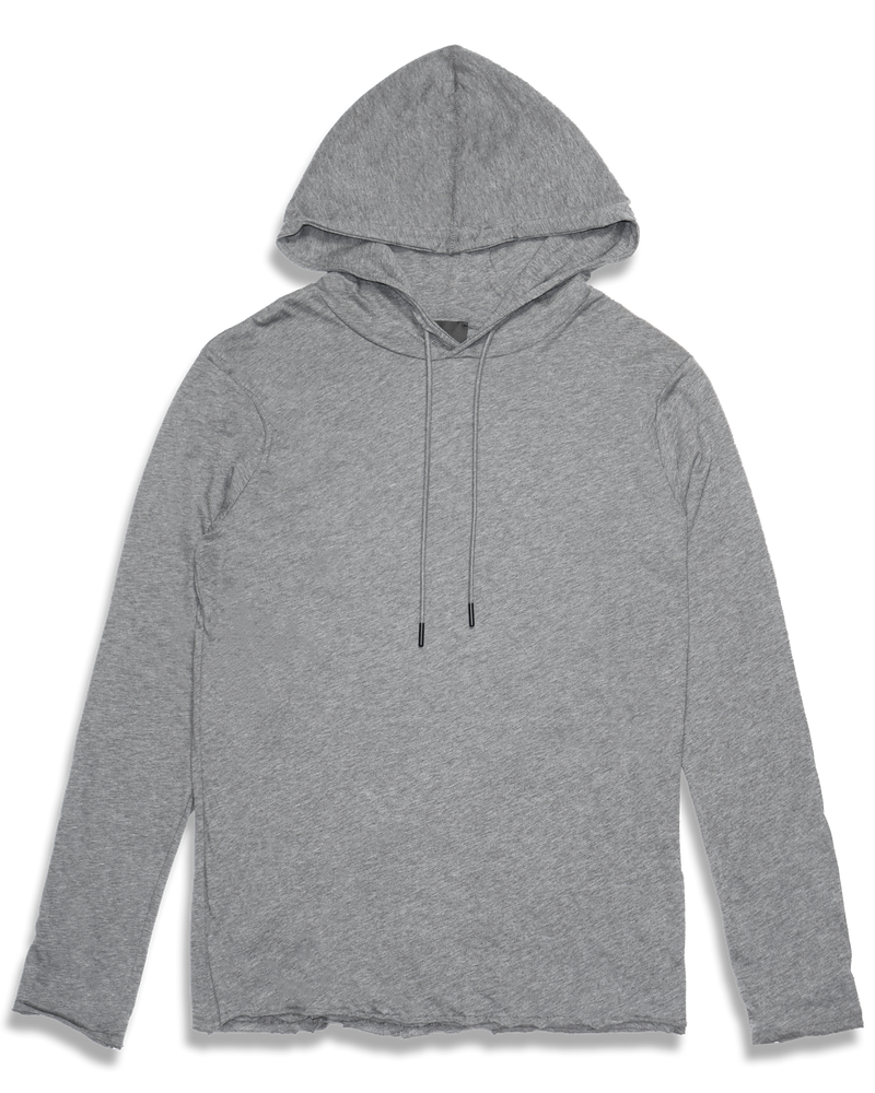 Men's Raw Edge Hoodie in Carbon Heather-flat lay (front)