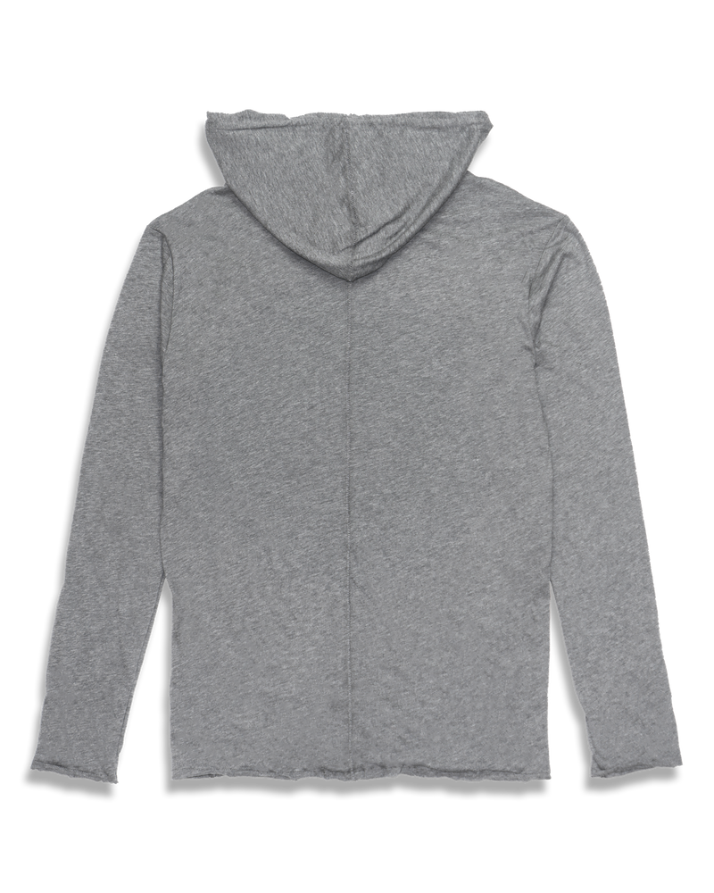 Men's Raw Edge Hoodie in Carbon Heather-flat lay (back)