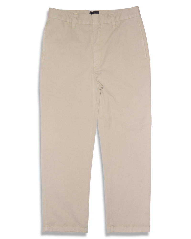 Men's Cropped Workwear Chino in Khaki-flat lay (front)