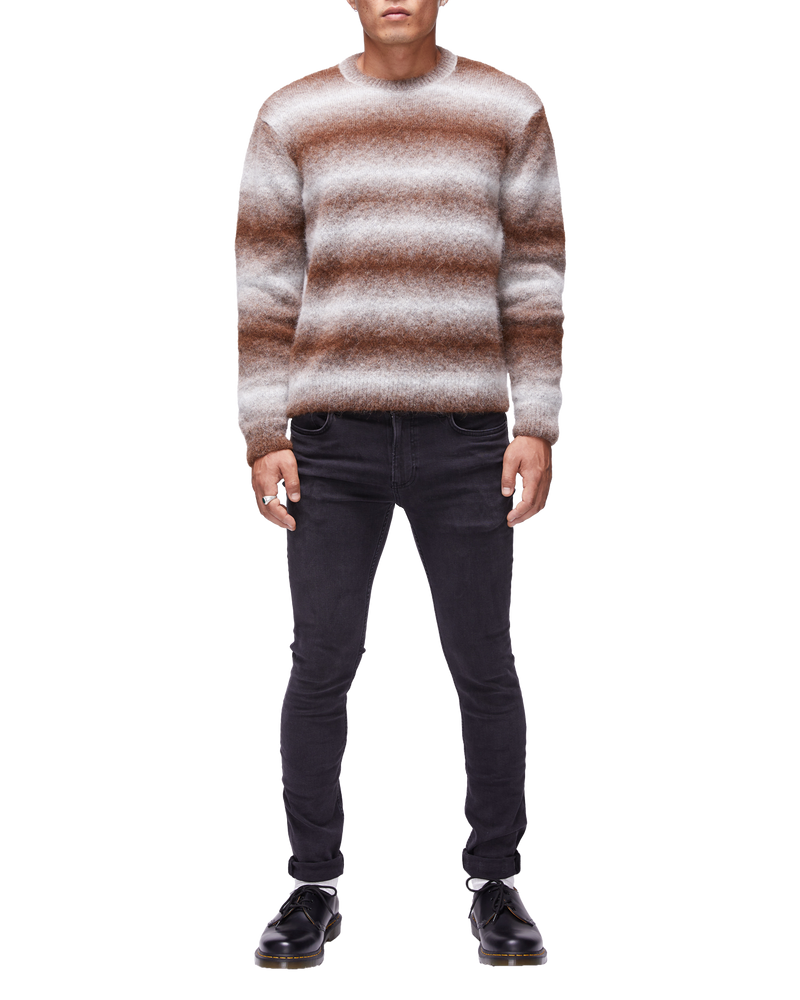 Unisex Crewneck Space Dye Sweater in Chocolate-front