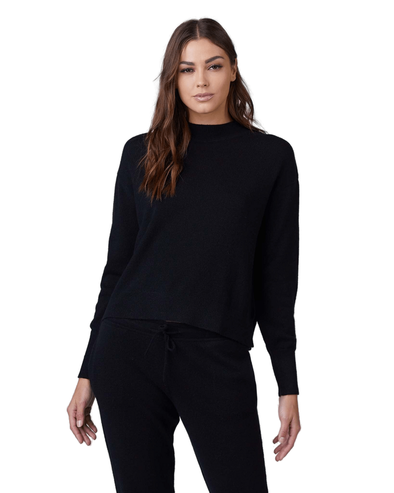 Women's Cashmere Mock Neck Sweater in Black