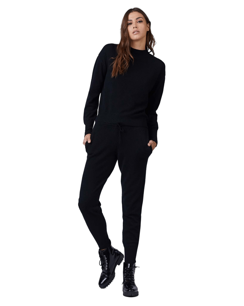 Women's Cashmere Mock Neck Sweater in Black