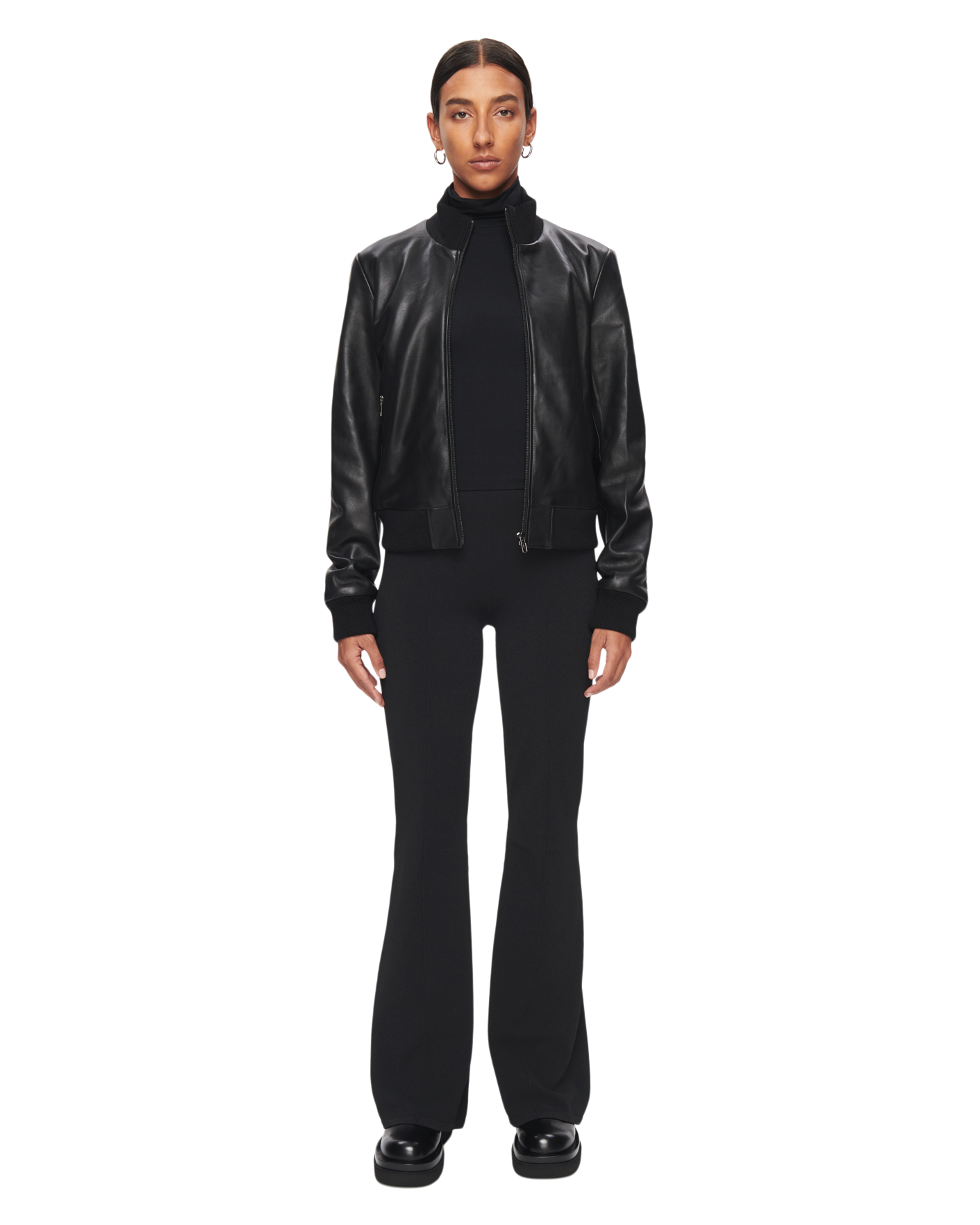 Women's Leather Bomber Jacket in Black | DSTLD